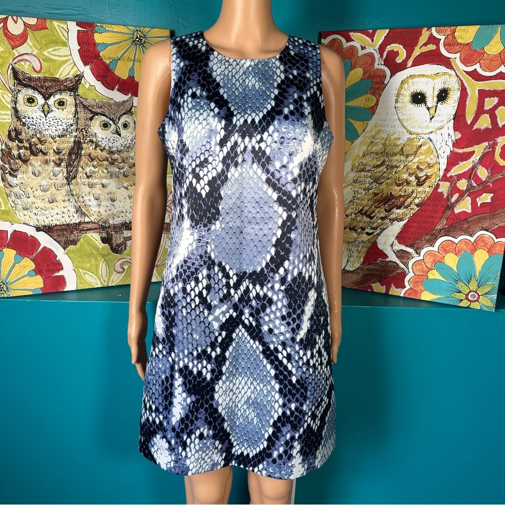 Cece by Cynthia Steffe Dress‎ Blue Snakeskin Print Size 2